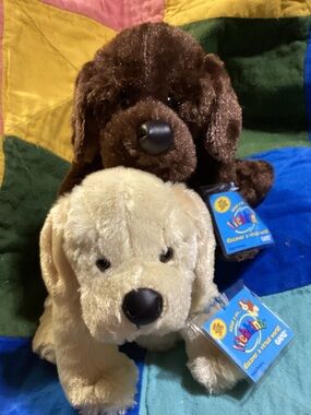 Ganz Webkinz Chocolate Lab HM138 & Yellow Lab HM153 NWT Sealed Codes Plush Dogs